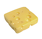 picture of swiss cheese, rollover text reads Swiss cheese: The holes in this type of cheese come from gases produced by bacteria during the production of the cheese.